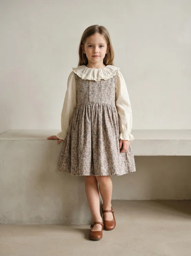Printed pinafore dress with shirt 26710