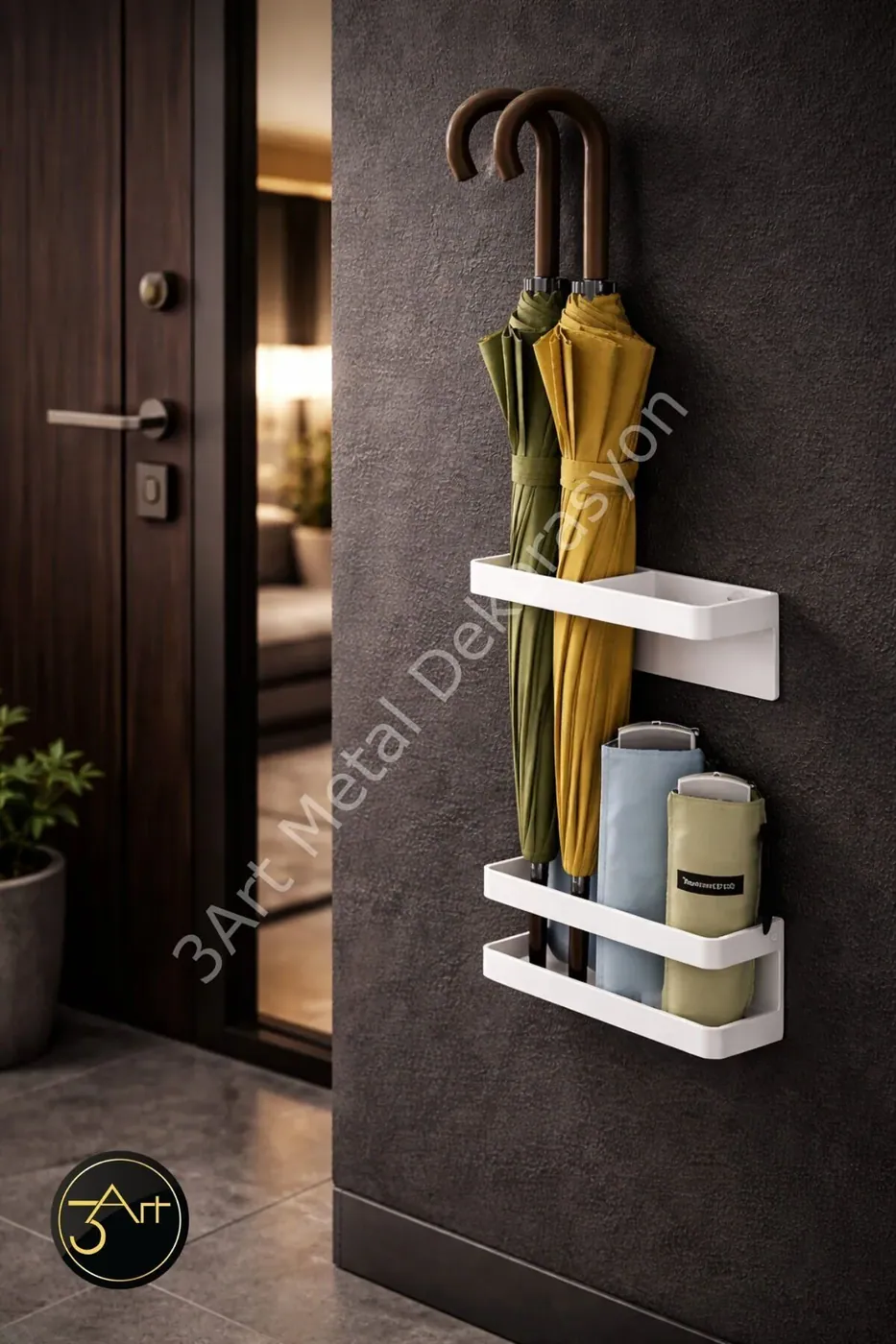 Dekoratif Metal Semsiyelik Duvara Monte Raf metal wall shelf