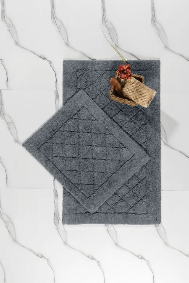 Elart Frio Cotton Bath Rug Mat Set 2-Piece (60x100 cm) Anthracite