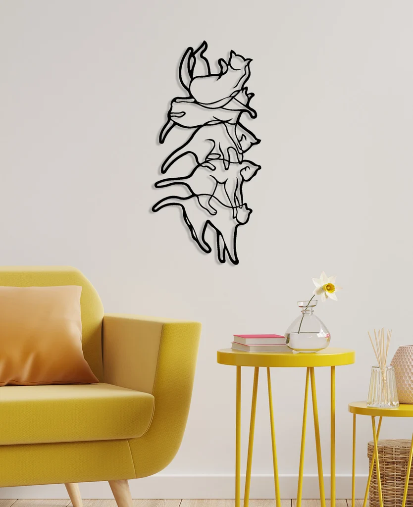 Stacked cats metal wall art