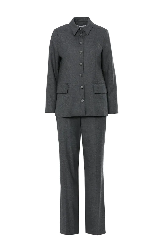 Set with Jacket and Straight-Hem Trousers