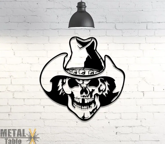 Kovboy Kuru Kafa Lazer Kesim metal wall art