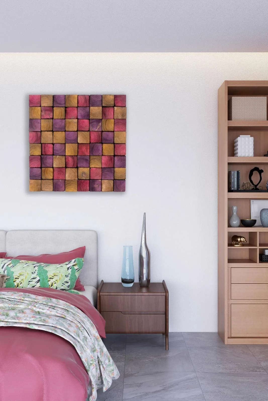 OD Pink wood wall art acoustic panel