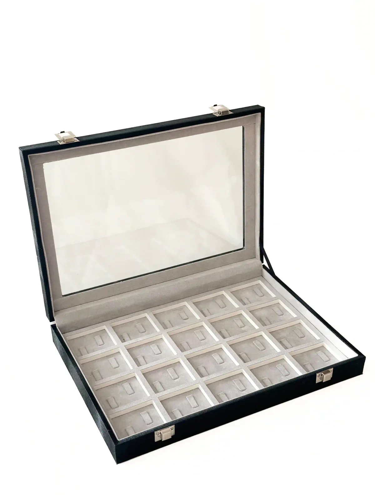 Glass-lid double wedding ring box