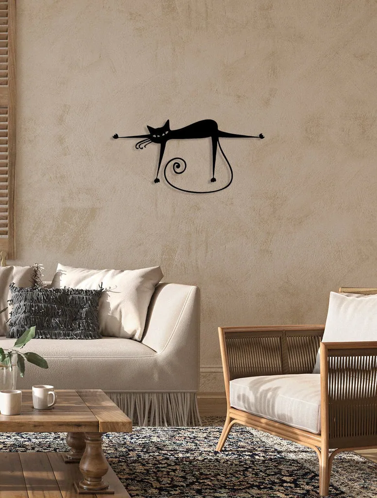 Dairesel Kedi Portresi metal wall art