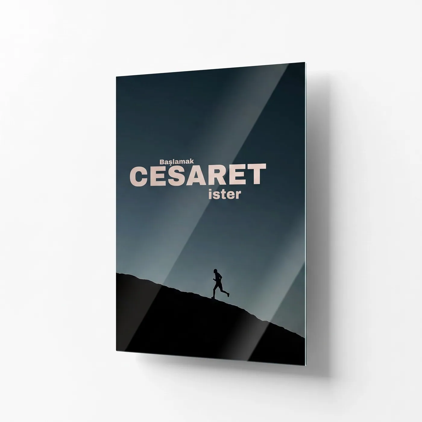Cesaret Ister Motivasyonel Dikey glass wall art