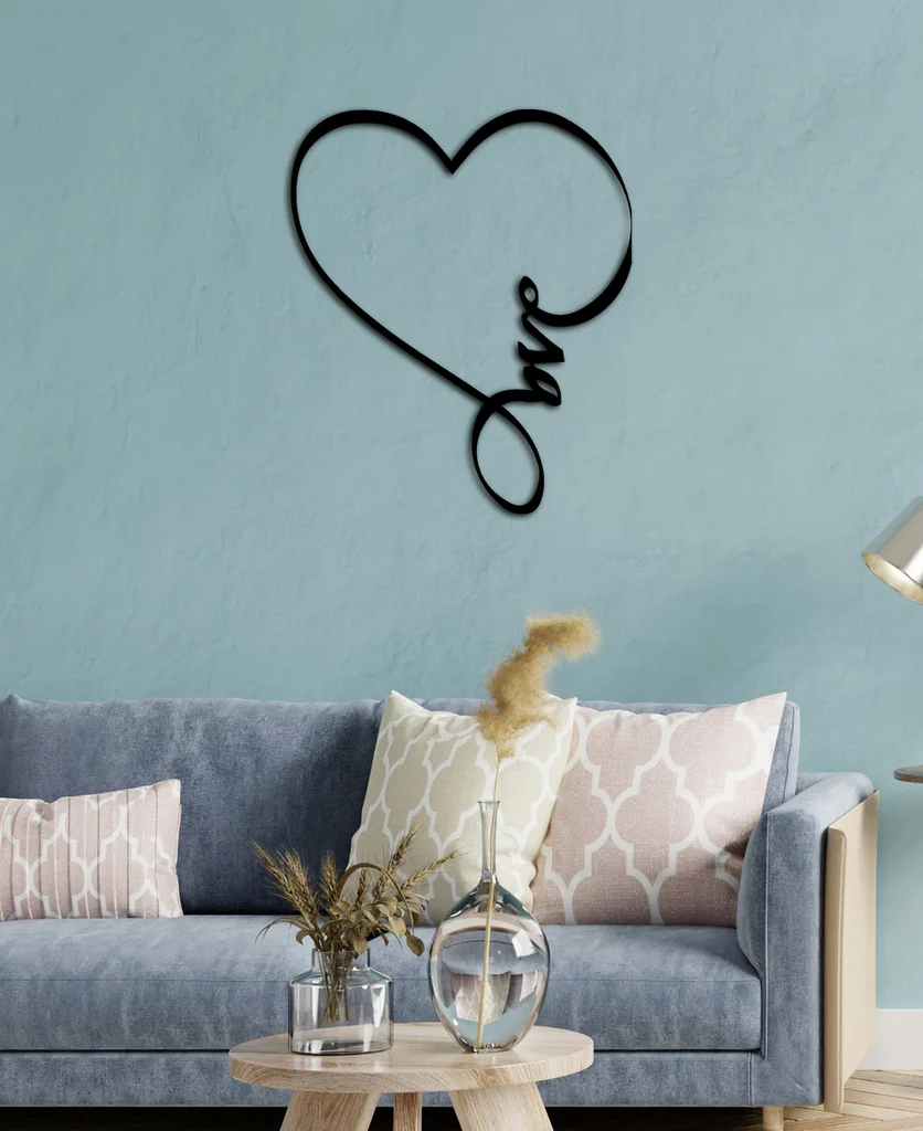 Framed Love heart metal wall art