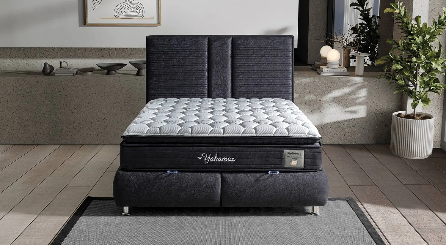Bed, Base and Headboard Set