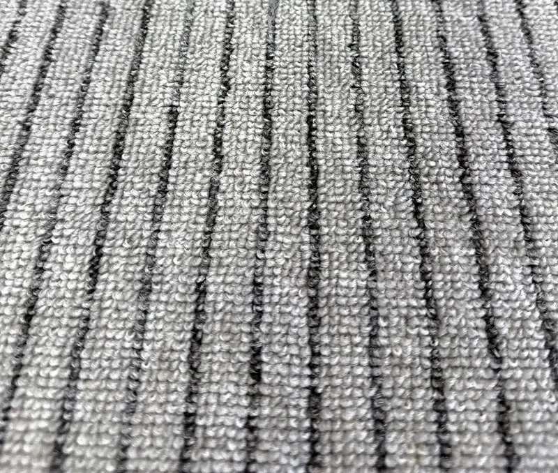 Line loop pile carpet with fine stripes