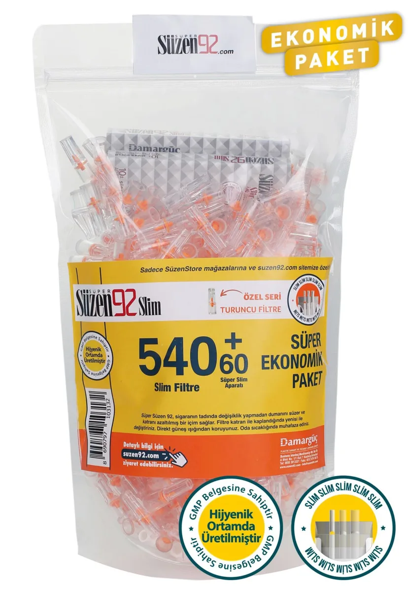 Süzen92 Slim cigarette holder filters, pack of 540