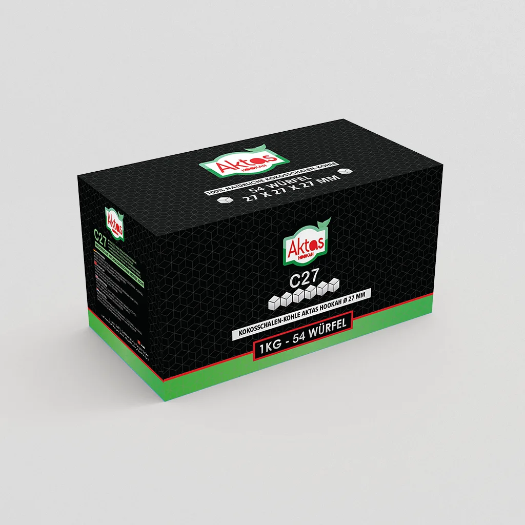 فحم نرجيلة مكعبات C27 بعلبة (1 كغ، 54 قطعة)