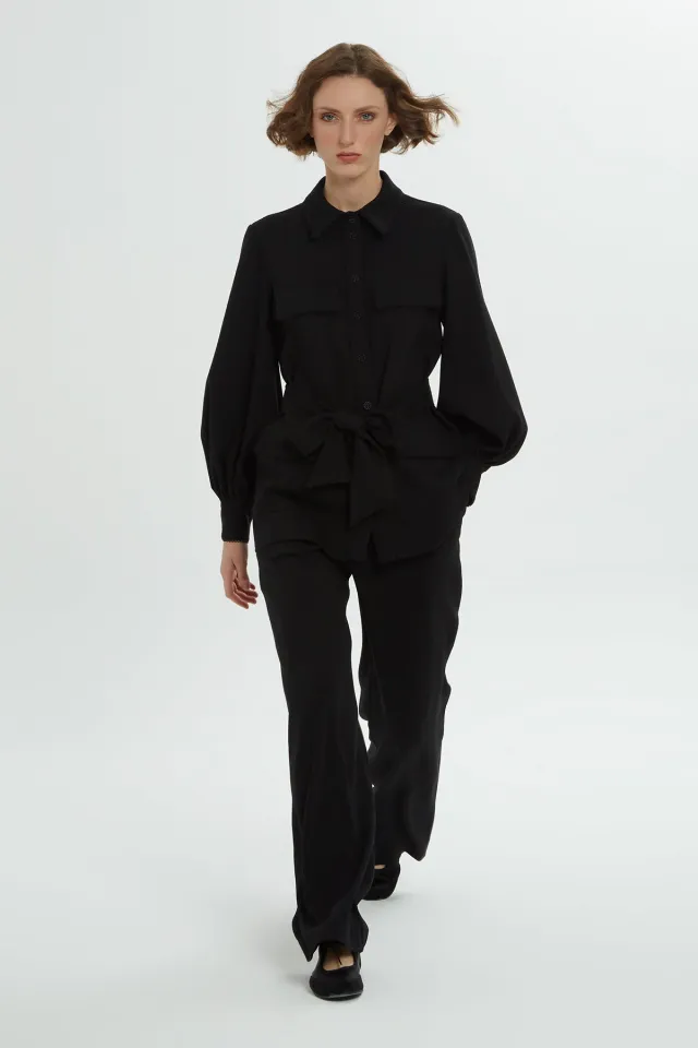Belted Shirt and Pants Set