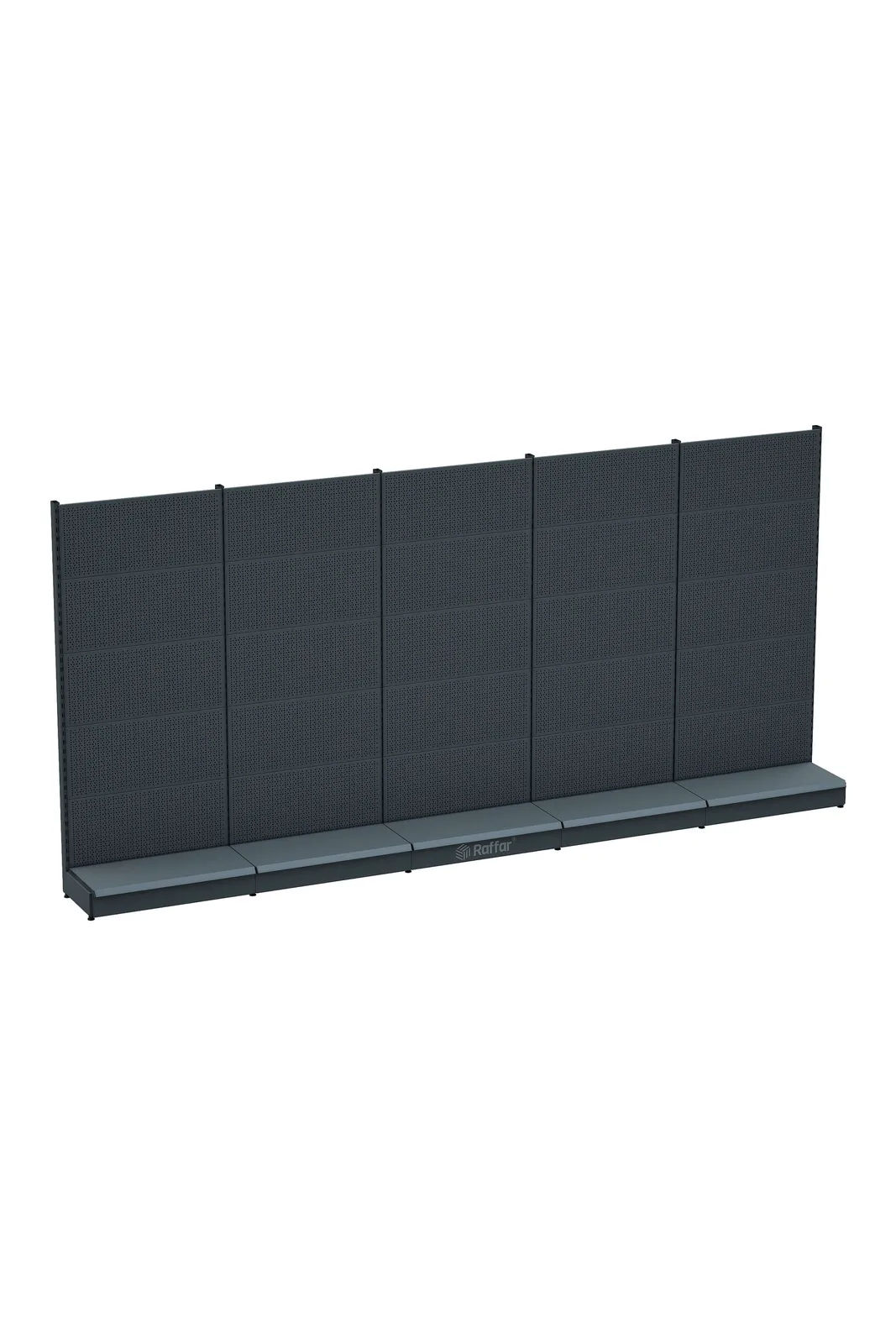 رف عُدَد مثقّب بقاعدة – أنثراسيت، 5 وحدات – W450 × H220 × D30/40 cm