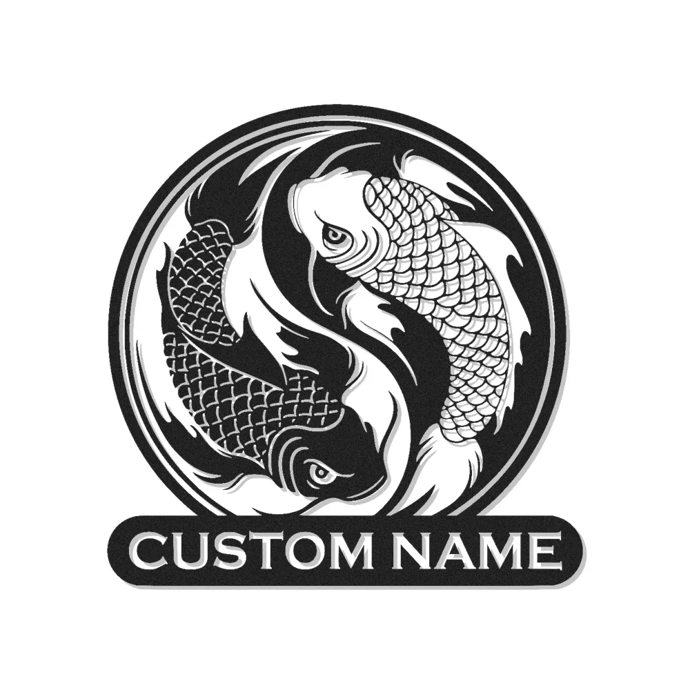 Yin Yang Koi Fish Metal Sign