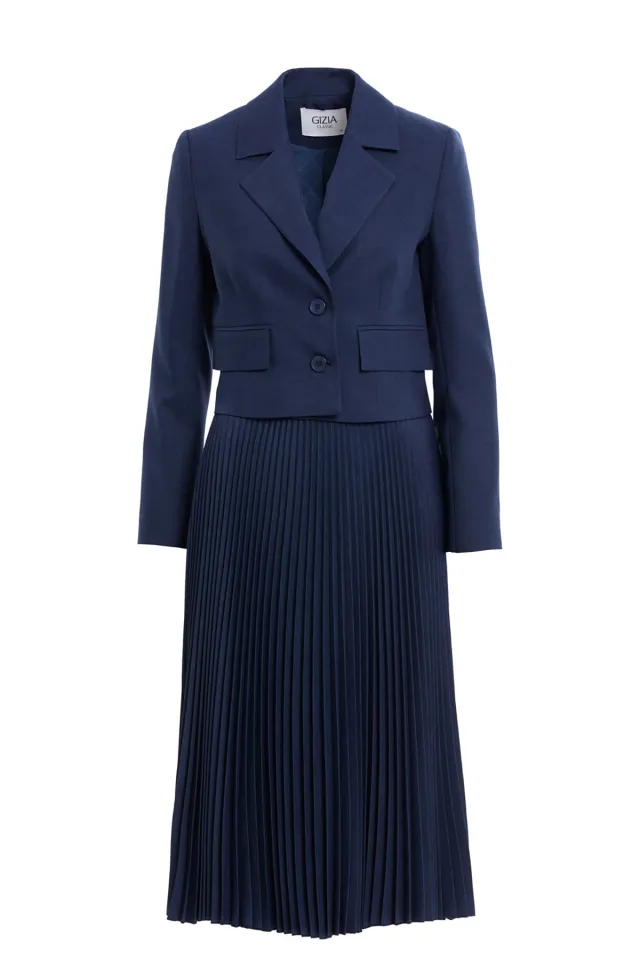 Pleated Skirt Navy Set