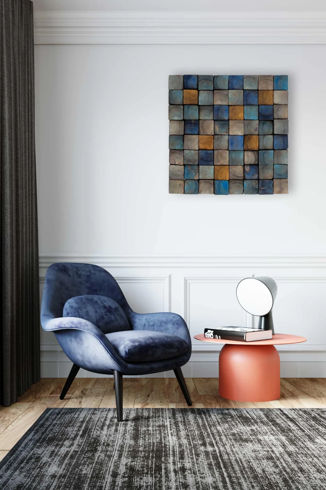 Wood wall art OD Blue Mosaic Sculpture