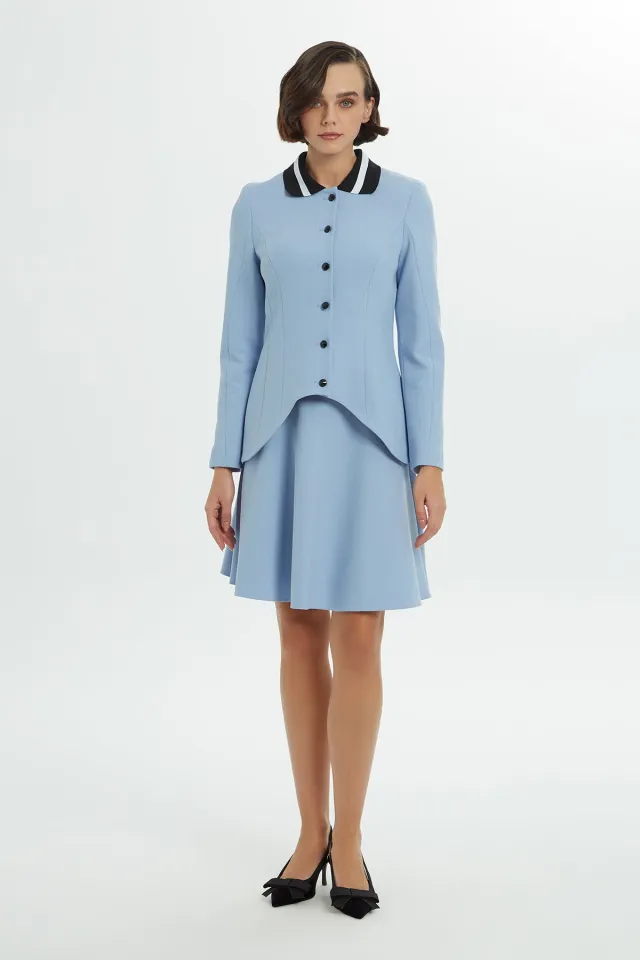 Set with Mini Skirt and Asymmetric-Detail Jacket