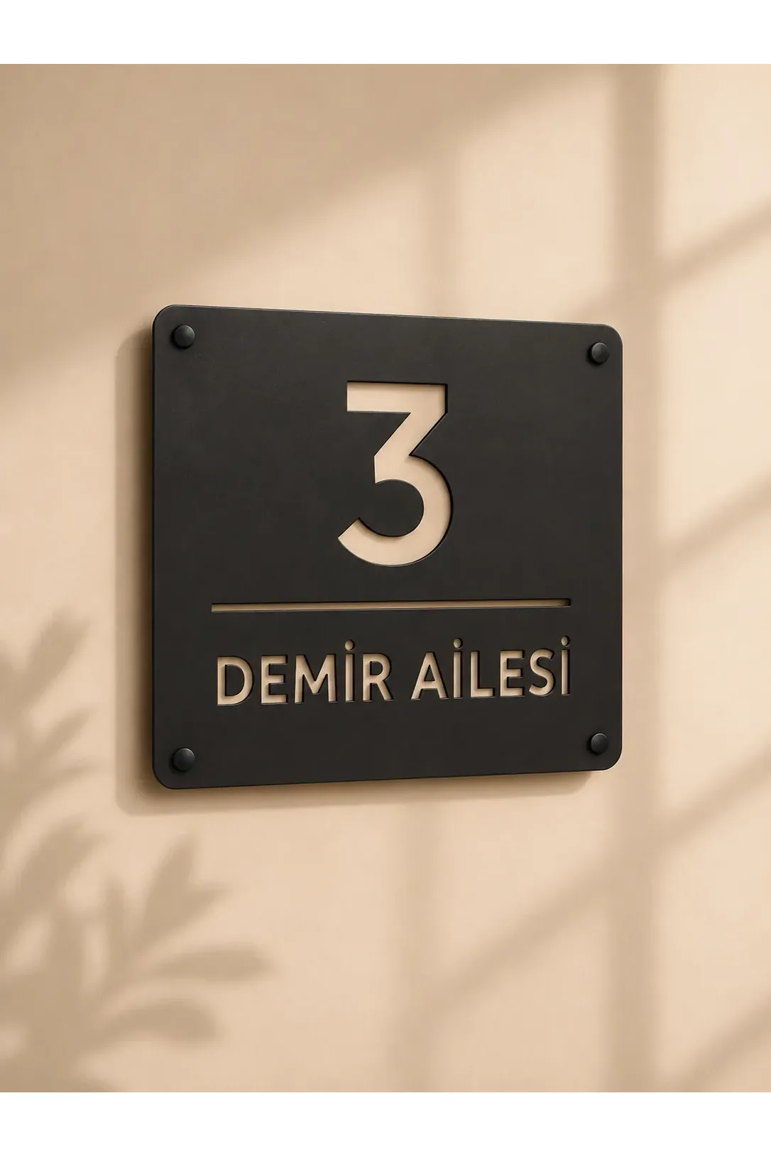 Custom modern metal door number sign