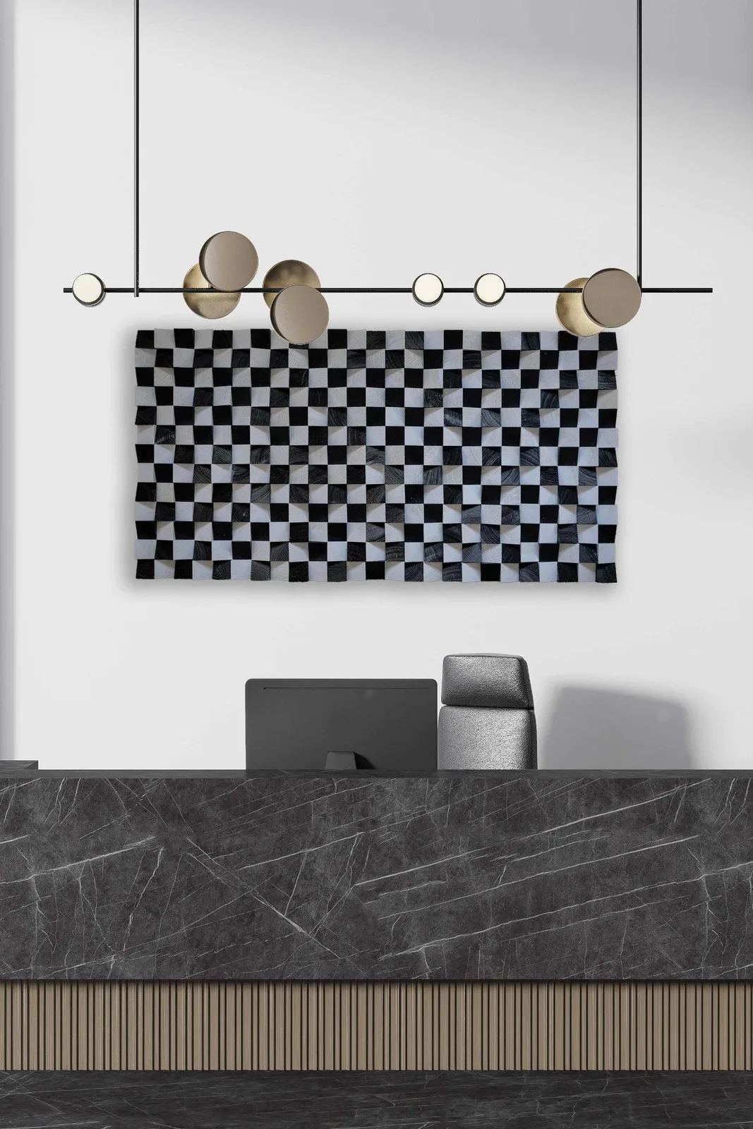 Checkered Mosaic wood wall art