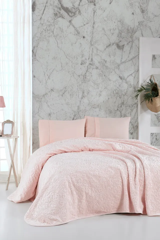 Elart Embossed Blanket Double (220x240cm) Powder