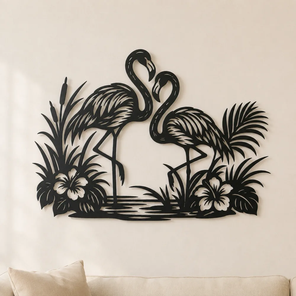 Flamingo Pair Metal Wall Art