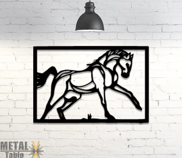 Framed horse design metal wall art