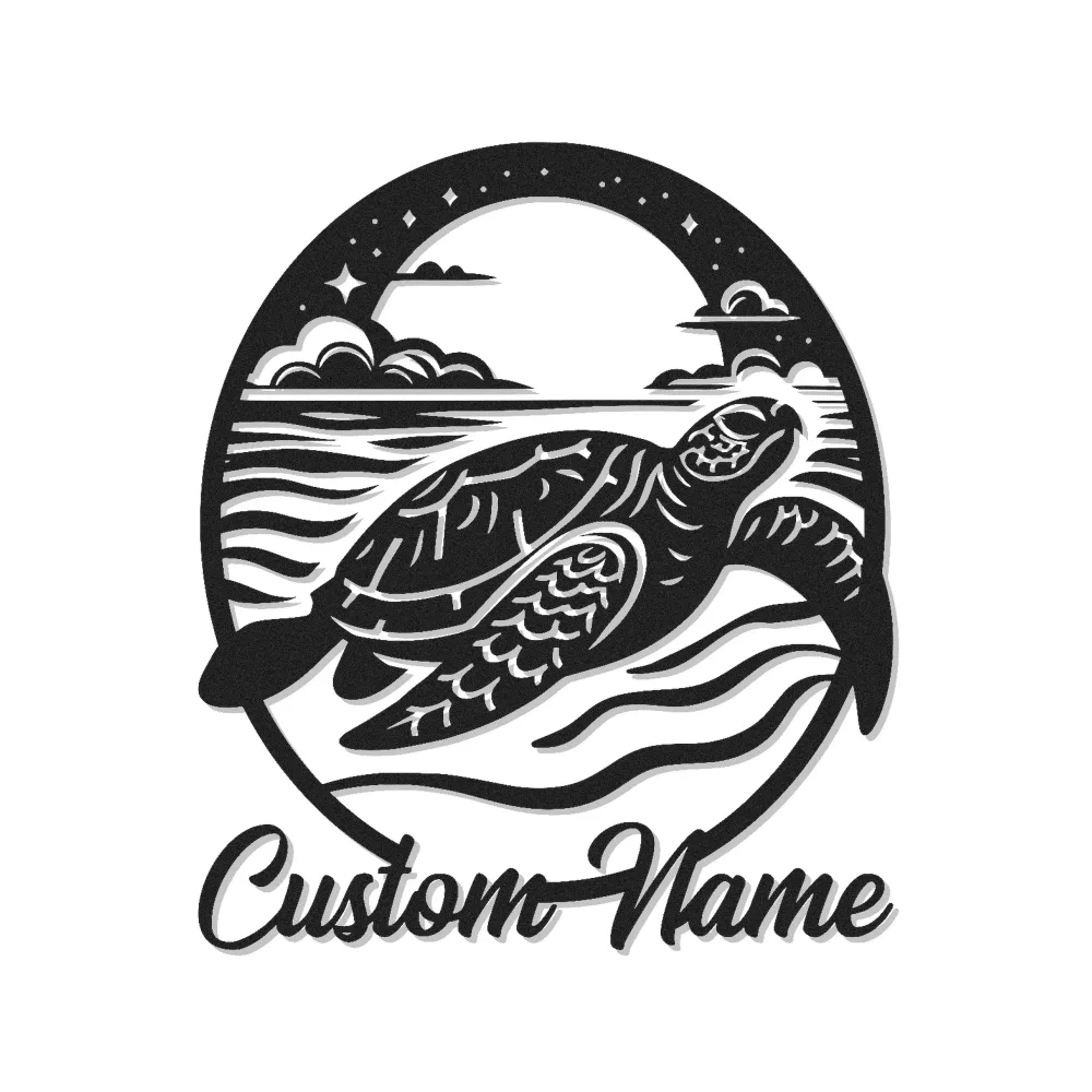 Sea Turtle LED Metal Wall Art