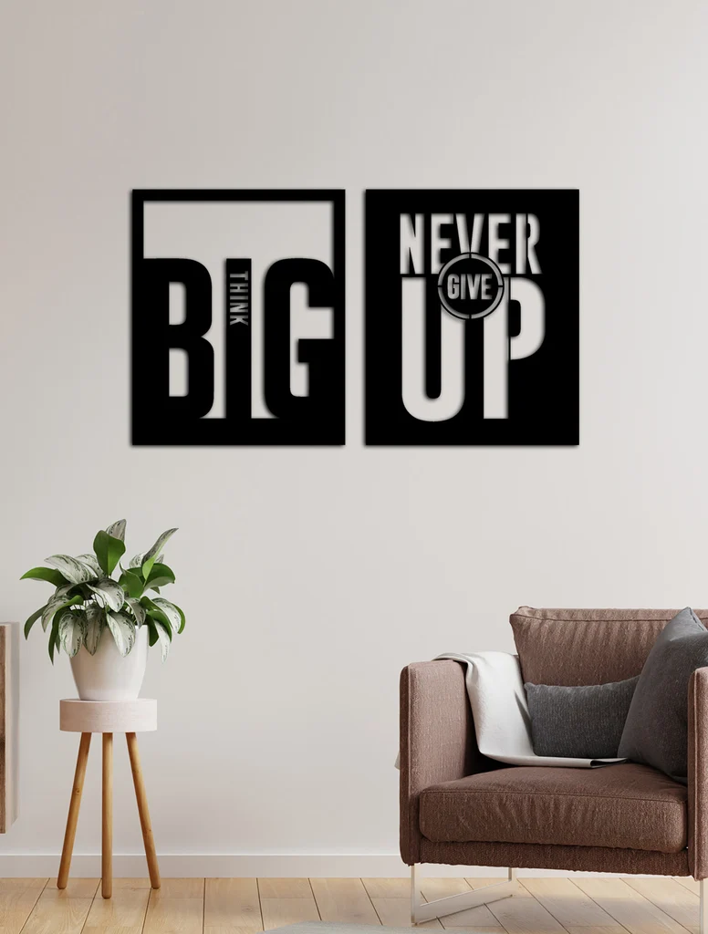Never Give Up metal wall art