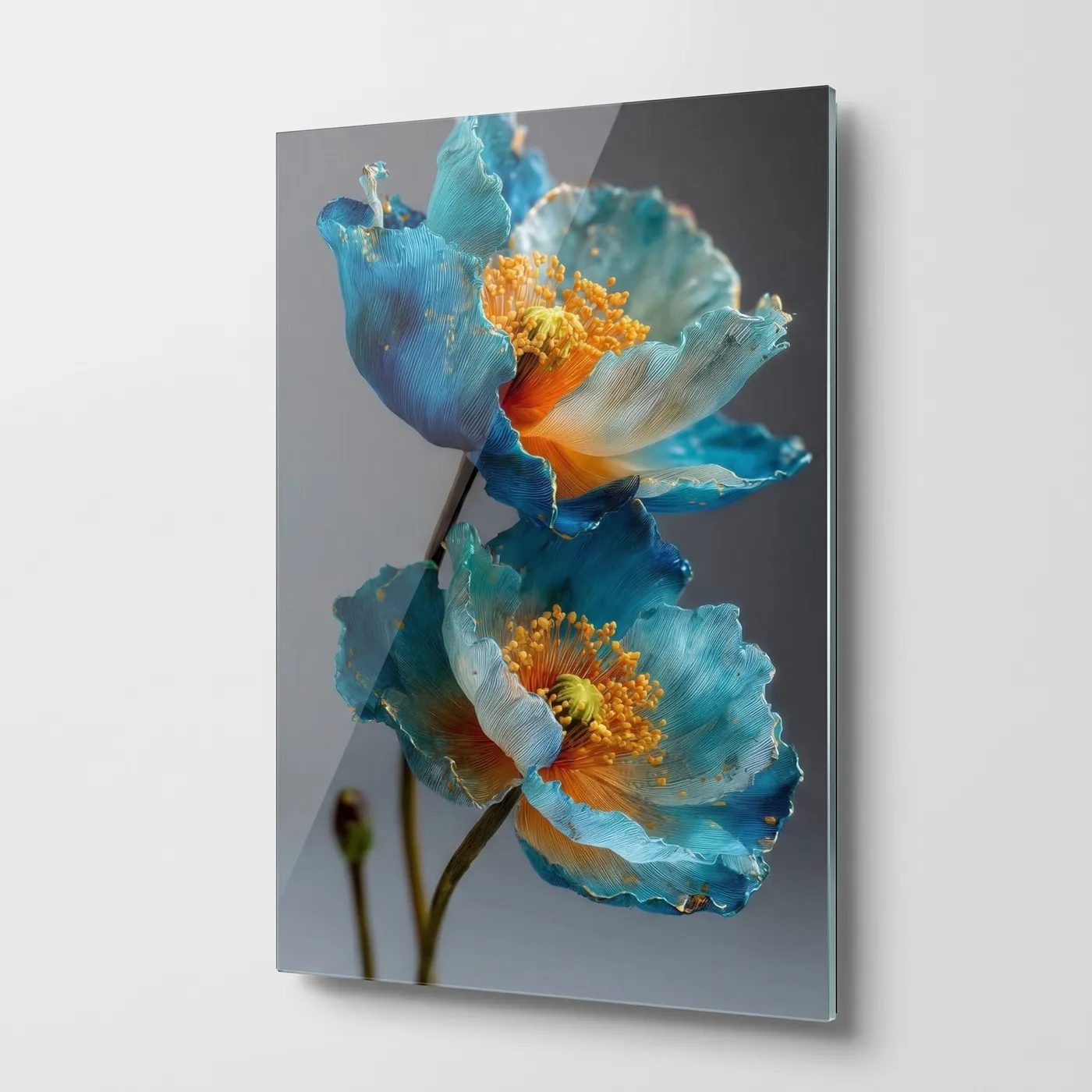 Egzotik Turuncu Cicek Dikey glass wall art