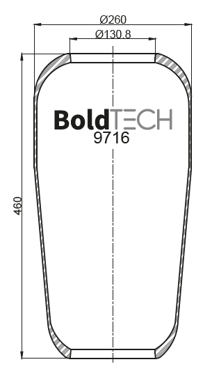 9716 R BoldTech Air Springs for Cab, Seat and Lift Systems, Vehicle Cylindrical Air Springs