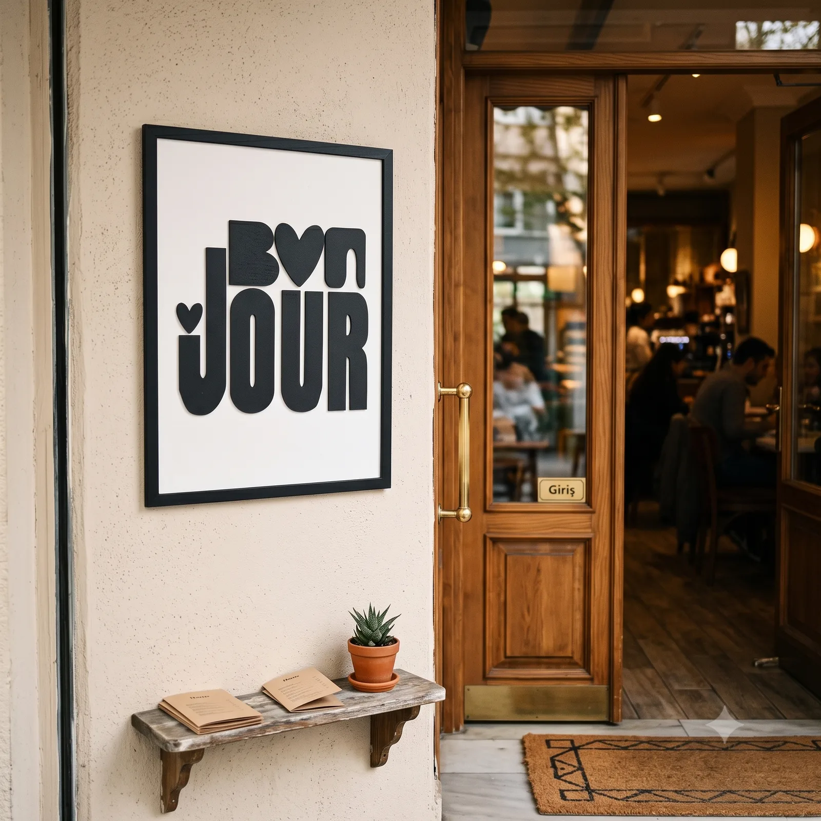 Bon Jour wooden wall art