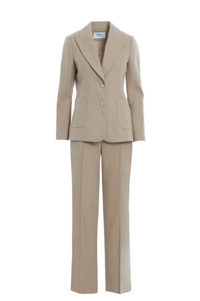 Front Button Closure Pocketed Trousers Set