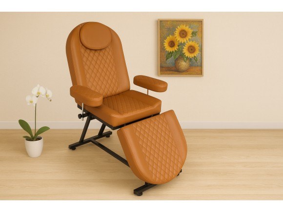 Petra | Manual Skin Care Chair | Black Profile - Tan Flooring | MC-3424