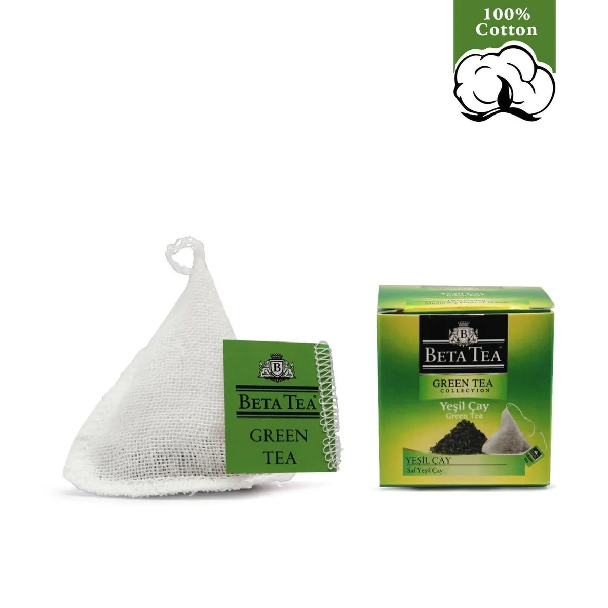 Beta Tea Wellness Green شاي أخضر هرمي بالشاش القطني 2 غرام (نسيج قطن طبيعي 100%)