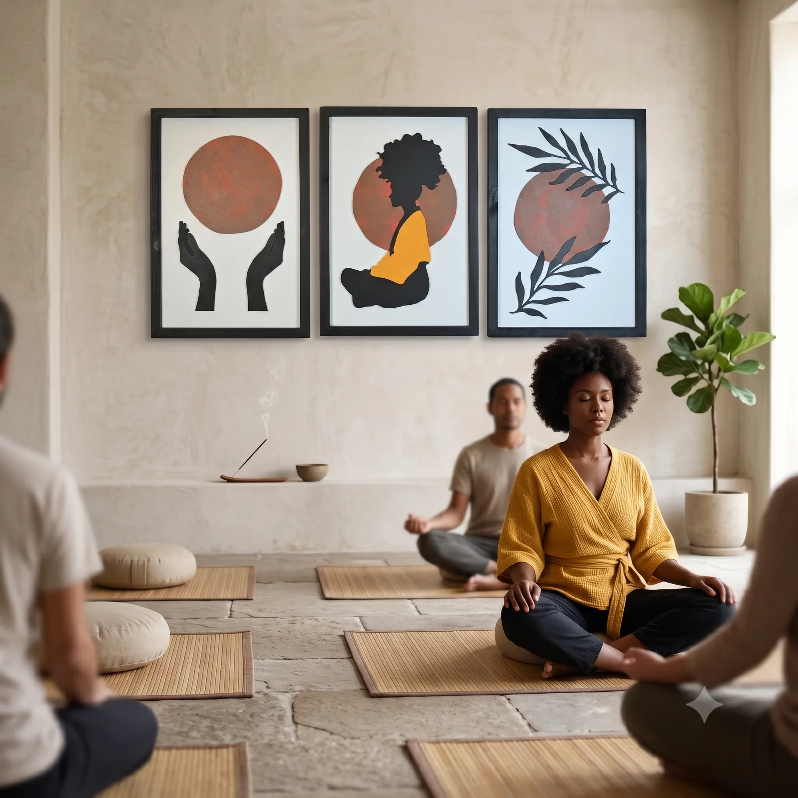 Meditation 3-piece wooden wall art