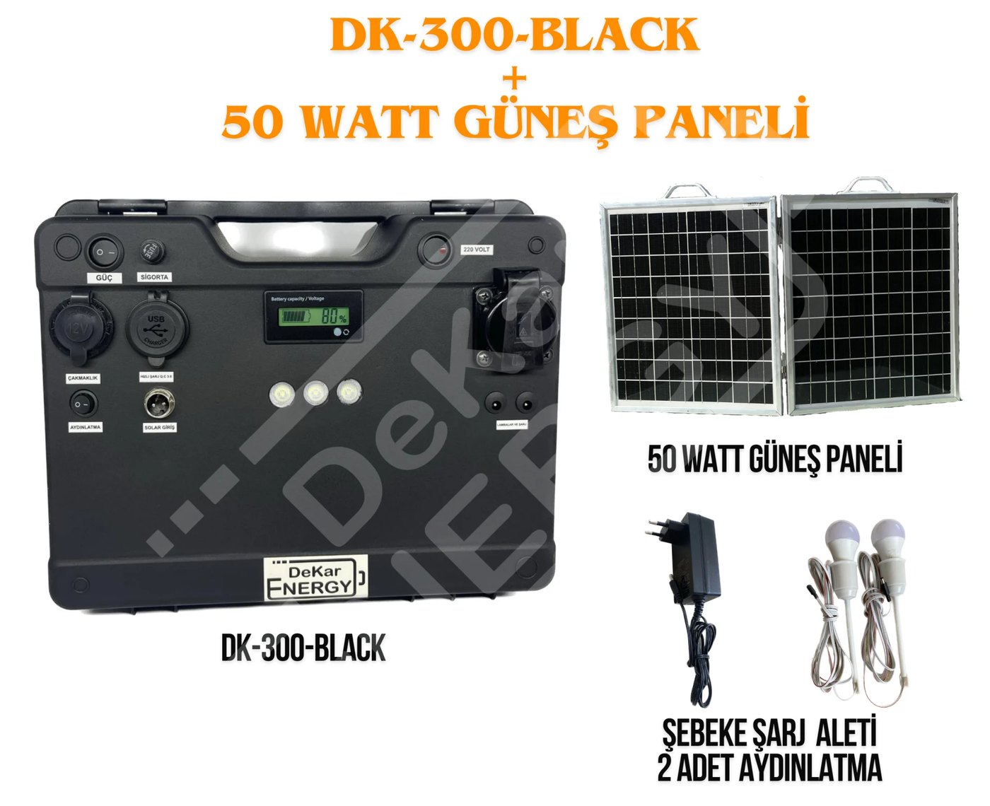Portable Power Station DK-300-BLACK + 50 Watt Solar Panel