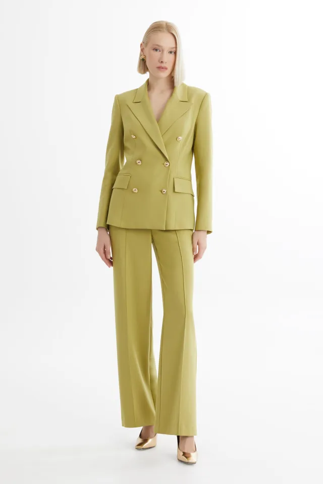 Chain Detail Green Jacket and Trousers Set