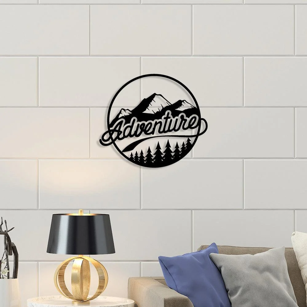 Mountain and forest view metal wall art