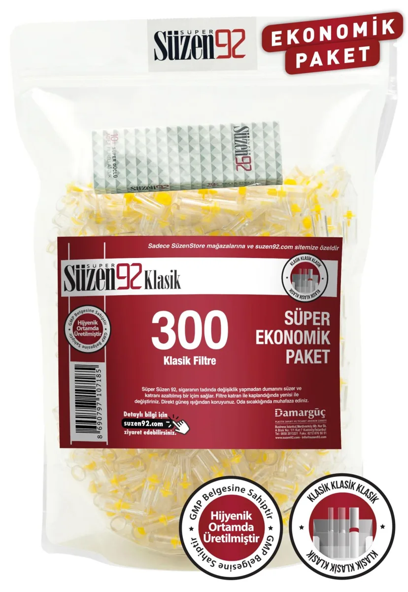 Süzen92 Classic cigarette holder filters, pack of 300