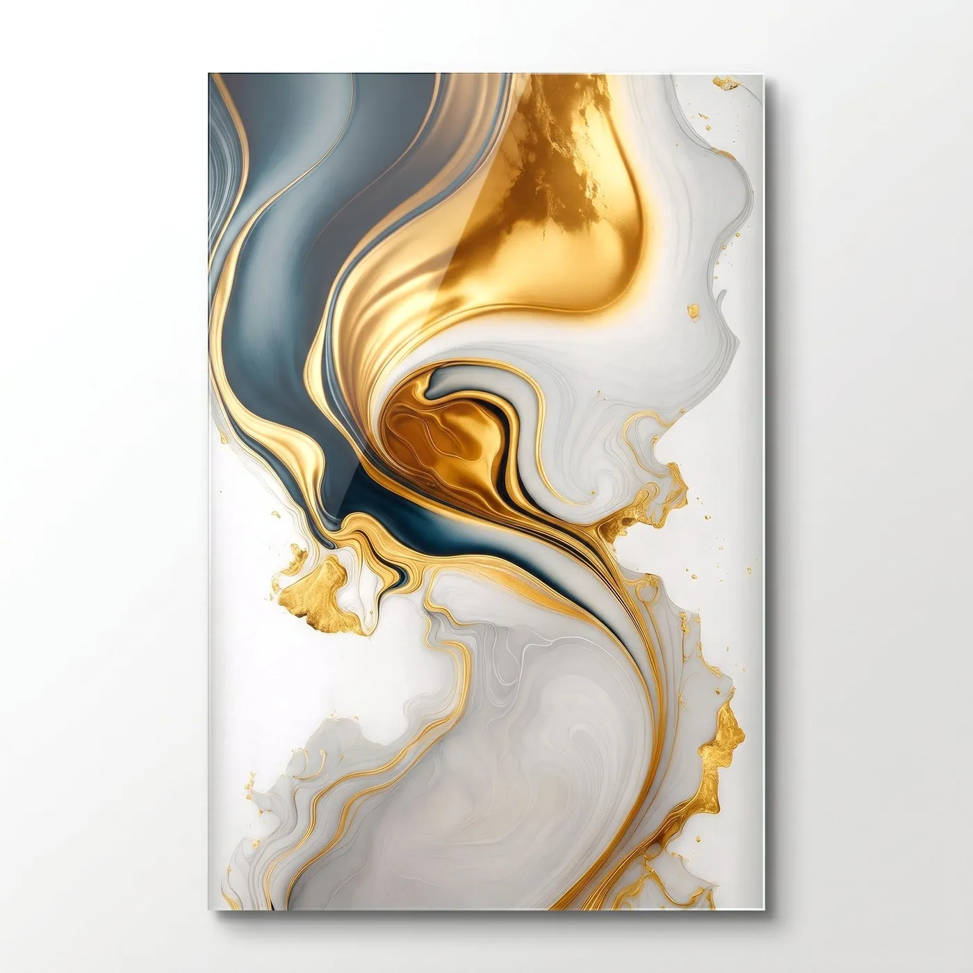 Luxury Blue Abstract Art Vertical Glass Wall Art glass wall art