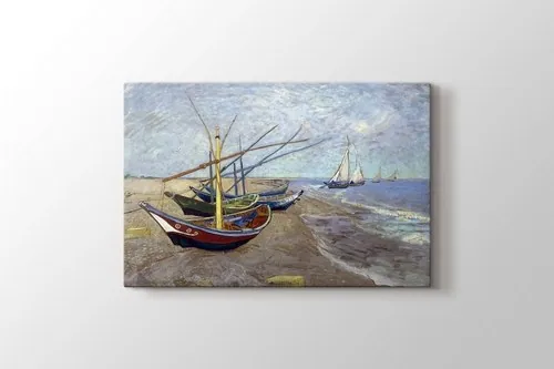 Fishing Boats on the Beach at Saintes Maries canvas wall art
