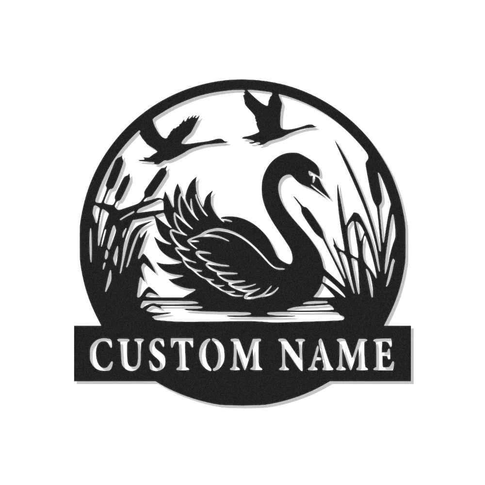 Swan Metal Wall Art with LED