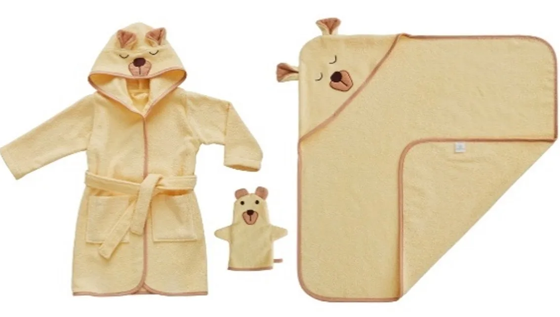 Cotton Baby Swaddle, Bathrobe and Pouch