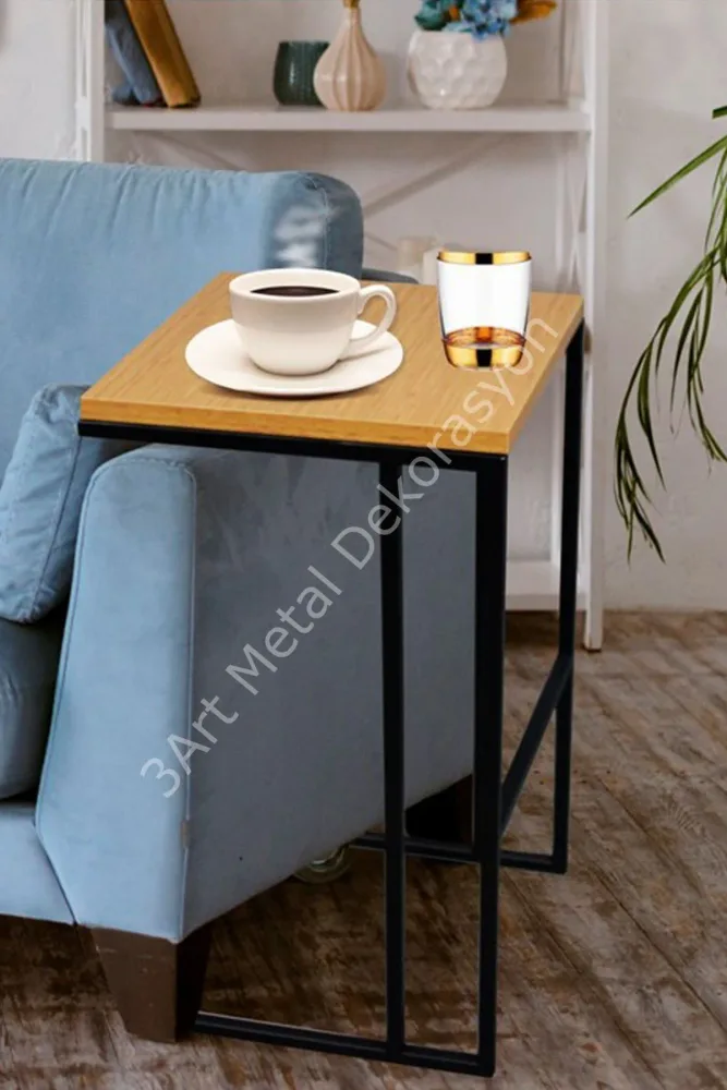 Decorative Metal and Wood C Table