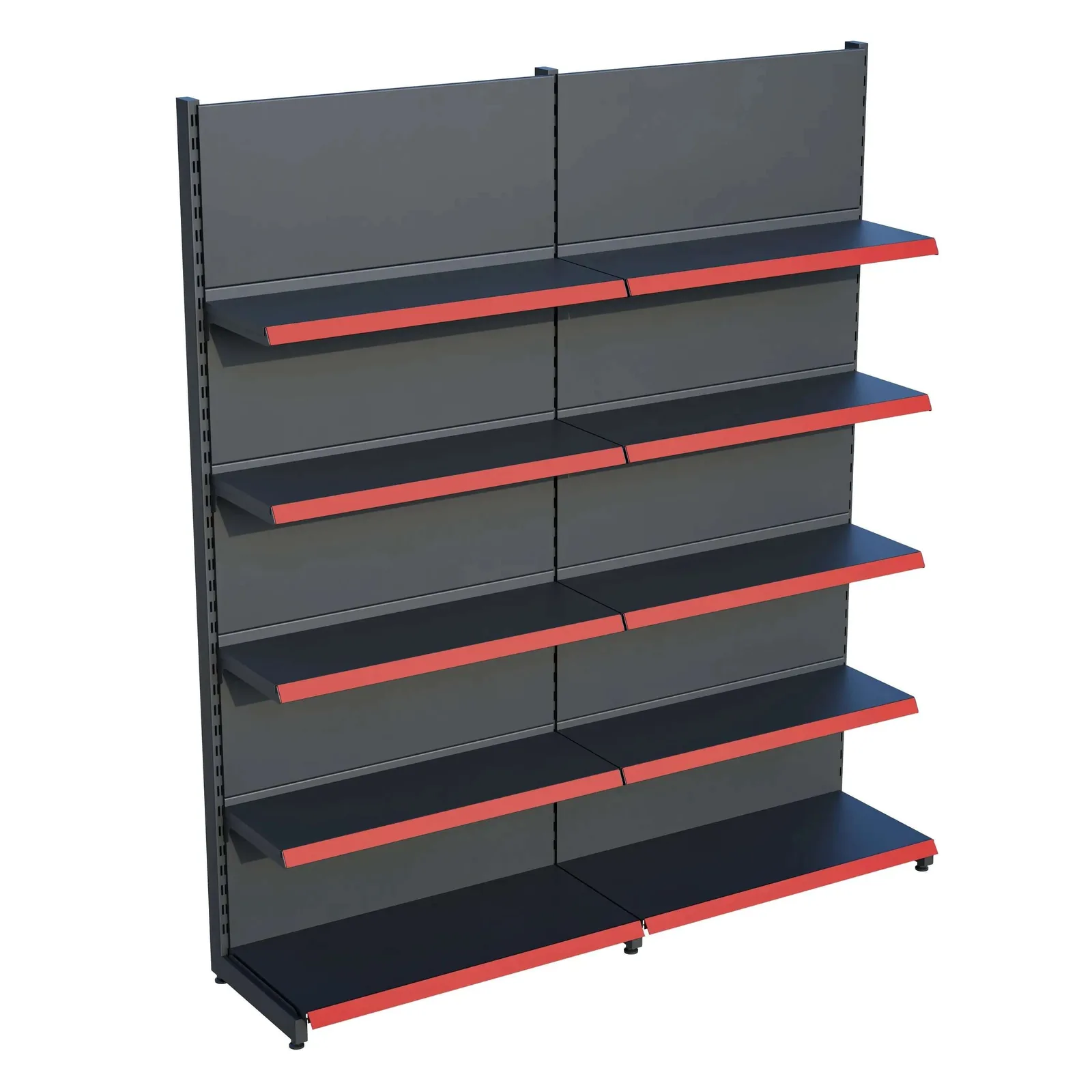 رف جداري للسوق – 5 طبقات أنثراسيت، وحدتان – W180 × H220 × D30/40 cm