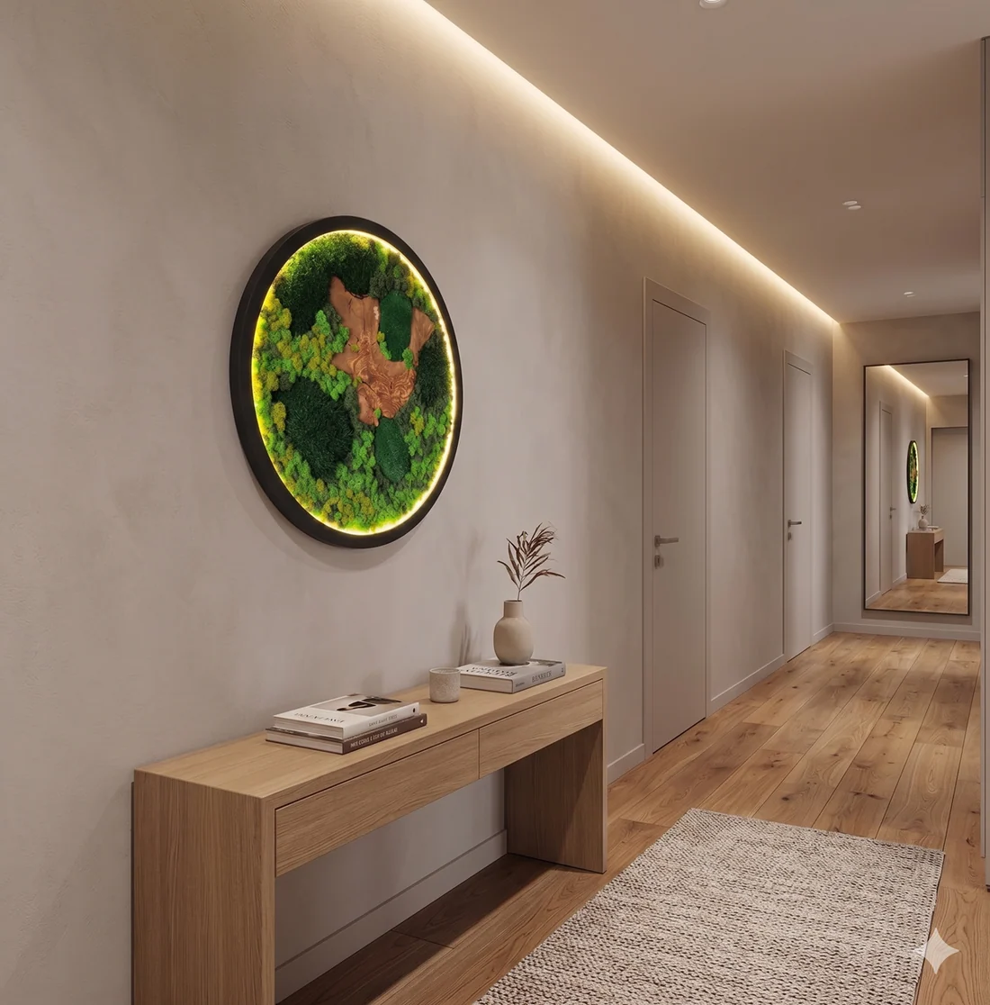 Botanica Shine moss and olive wood wall art