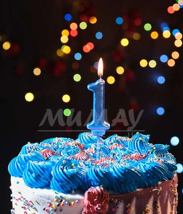 Blue Number Candle 1