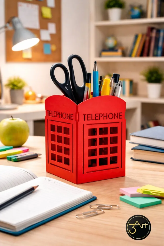 Decorative Phone Booth Pen Holder