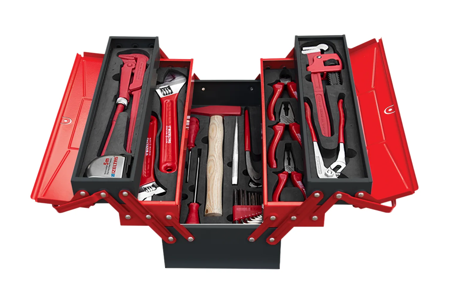 28-piece 5-compartment plumber tool box