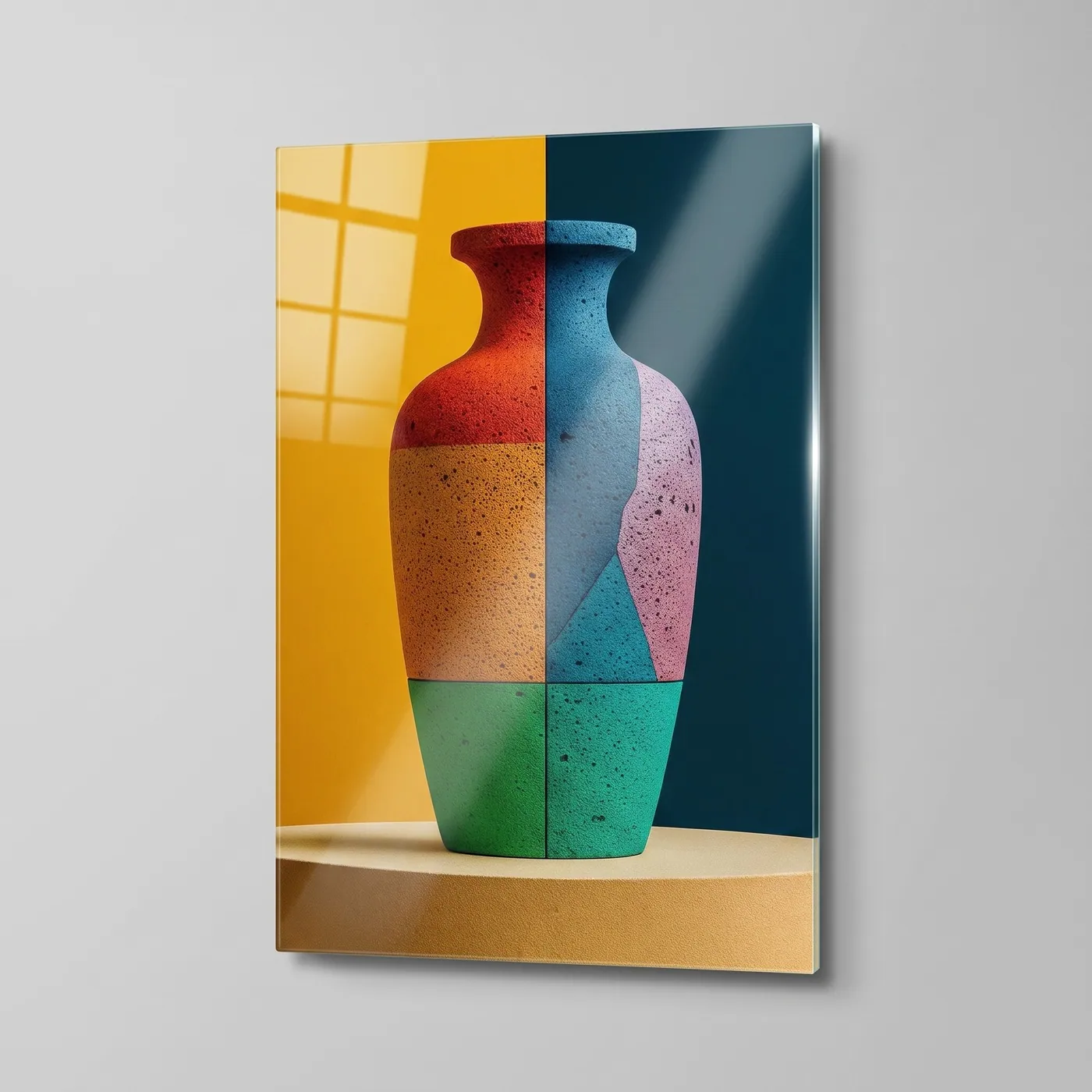 Modern Geometrik Vazo Dikey glass wall art